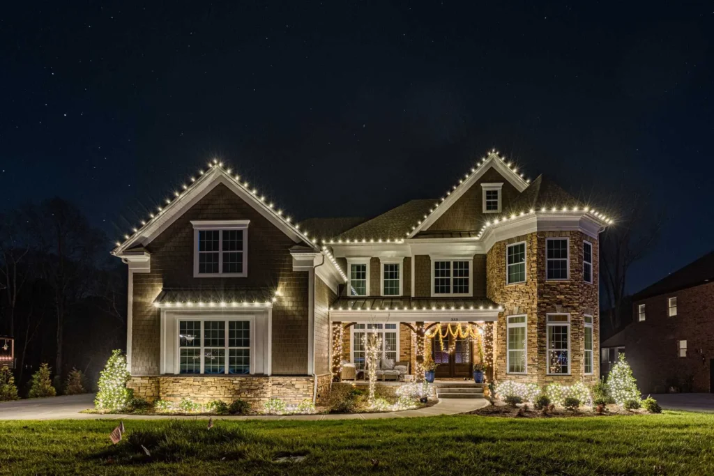 Professionally installed residential Christmas lights in Roswell